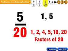 Whole Class Fractions elementary school mainstream software screen shot