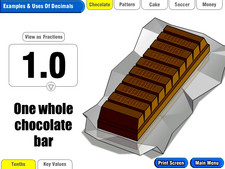 screen shot of Whole Class Decimals elementary school mainstream math software