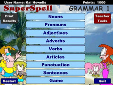 SuperSpell Grammar 1 literacy software screen shot