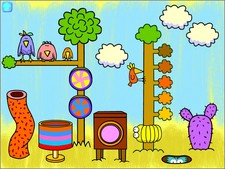 screen shot of Mini Musical Monsters early learning music software to teach musical concepts such as melody, rhythm, pitch, tempo, and timbre