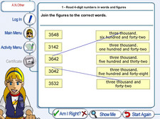 Numeracy Bank 4 math software screen shot