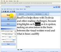 screen shot of ReadText screen reader and magnifier