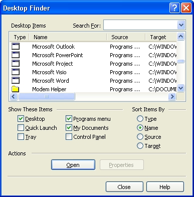 image of Desktop Finder dialog